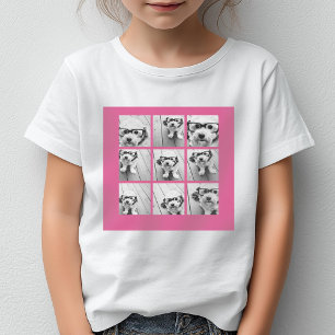 9 Photo Collage - Modern Grid on Pink Background T-Shirt