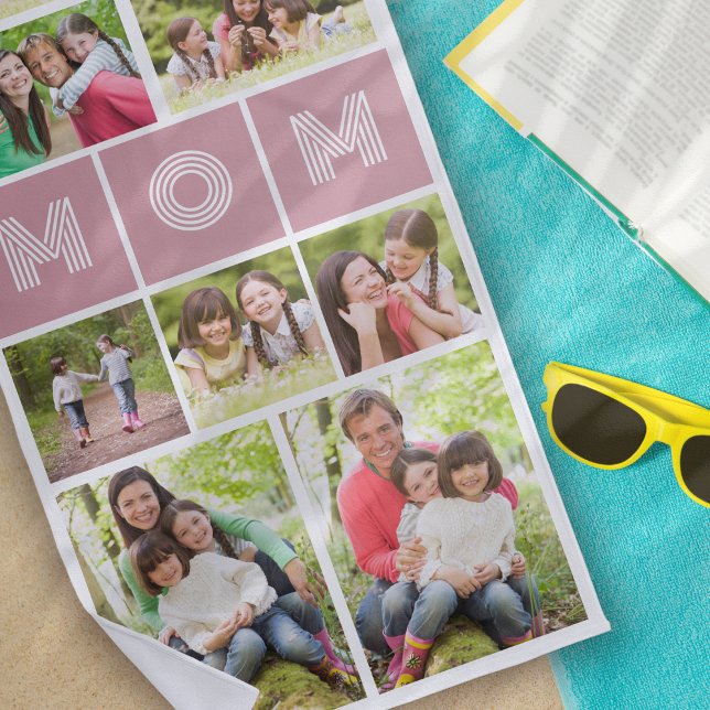 9 Photo Collage Mom Mother's Day Beach Towel (Creator Uploaded)