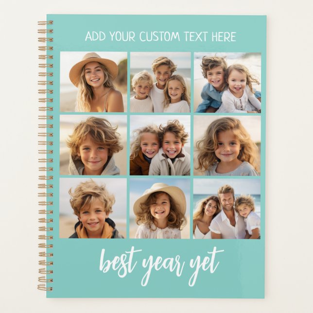 9 Photo Collage Optional Text -- Best Year Ever Planner (Front)