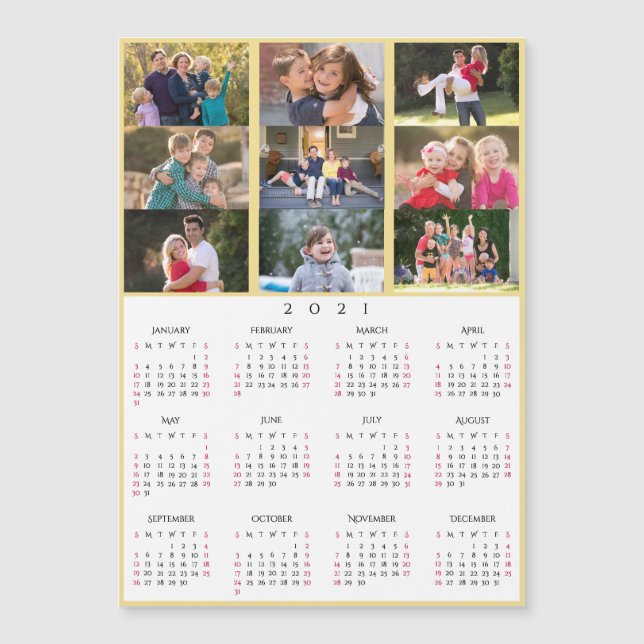 9 Photo Collage Personalized 2021 Family Calendar (Front)