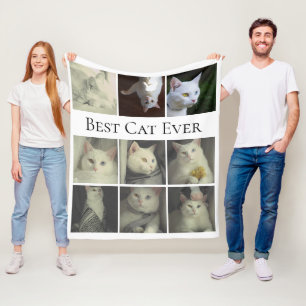 9 Photo Collage Personalized Best Cat Ever Fleece Blanket