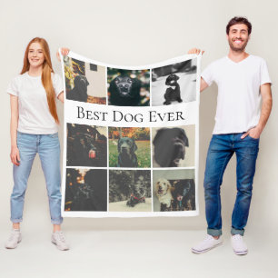 9 Photo Collage Personalized Best Dog Ever Fleece Blanket