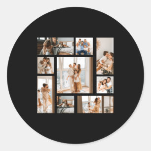 9 Photo Collage Template  Classic Round Sticker