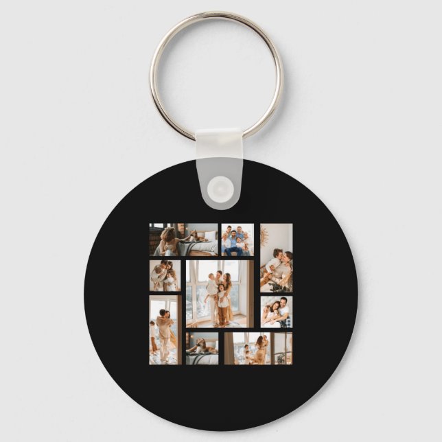 9 Photo Collage Template  Keychain (Front)