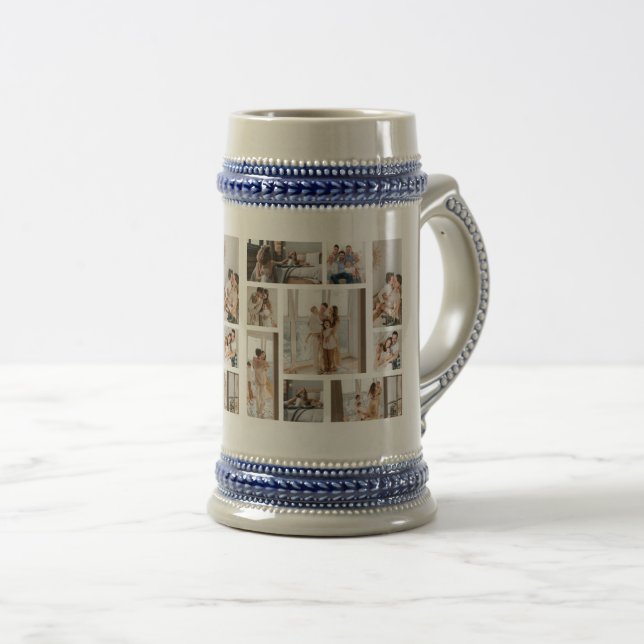 9 Photo Collage Template Personalize Beer Stein (Front Right)