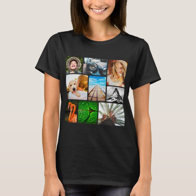 9 Photo Collage Template Rounded T-Shirt (Front)