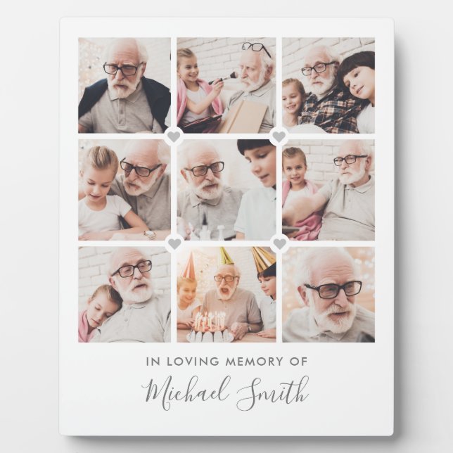 9-Photo Custom Text Memorial Remembrance Tabletop Plaque (Front)