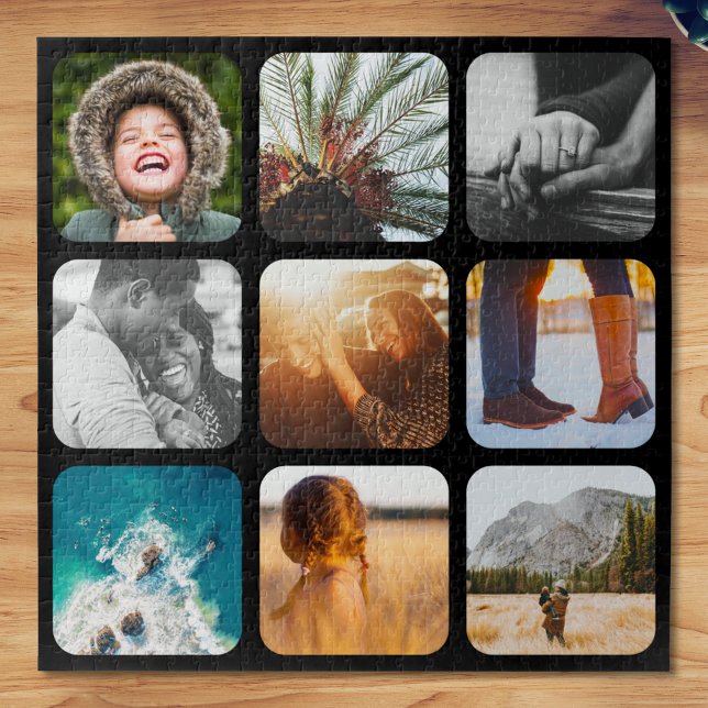 9 Photo Jigsaw Puzzle Modèle Black Roundé Frame (Créateur téléchargé)