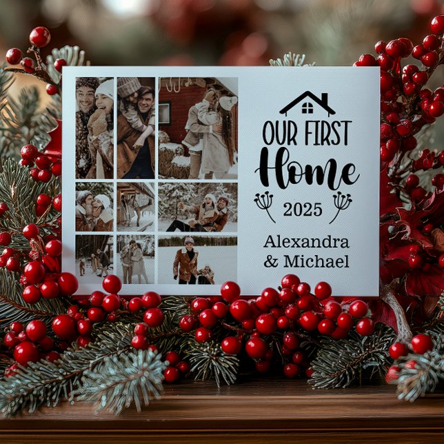 9 Photo Minimialist Christmas Our First Home Holiday Card (Creator Uploaded)