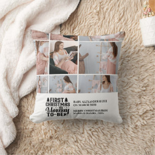 9 Photo Mommy to be Christmas Pregnancy  Throw Pillow