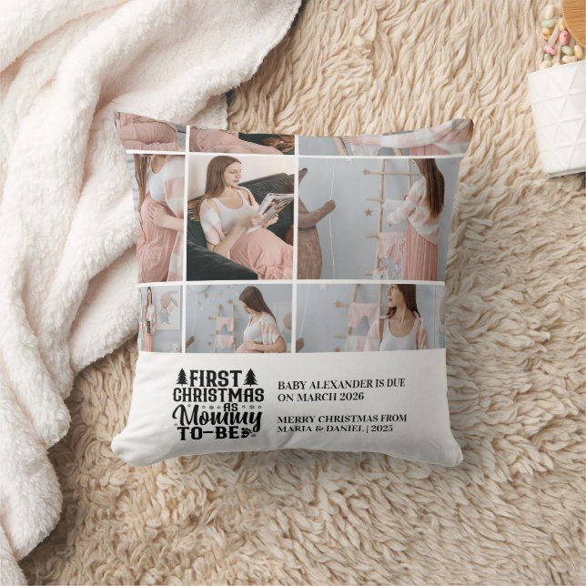 9 Photo Mommy to be Christmas Pregnancy  Throw Pillow (Blanket)
