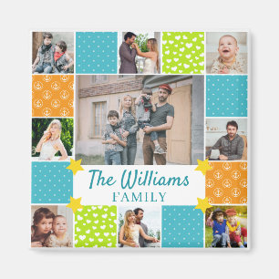 9 Photo Personalised Scrapbook Style Family Magnet