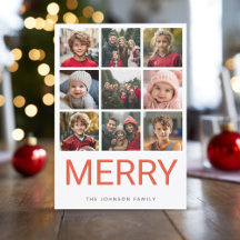 9 Photo Red Merry Modern Christmas Watercolor