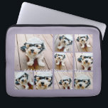 9 Photo Square Collage - with text - orchid purple Laptop Sleeve<br><div class="desc">You can use square or selfie photos for this design. Use eight square photos to create a unique and personal gift. Or you can keep the hipster puppy and make a trendy keepsake. If you need to adjust the pictures,  click on the customize tool to make changes.</div>