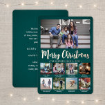 9 Photo Teal Green Merry Christmas Modern Collage Foil Holiday Card<br><div class="desc">Send stylish joyful greetings and share 9 of your favourite pictures with a custom photo collage teal and rose gold foil holiday card. All text on this template is simple to customize to include any wording, such as Merry Christmas, Happy Holidays, Seasons Greetings, New Year Cheers etc. (IMAGE PLACEMENT TIP:...</div>