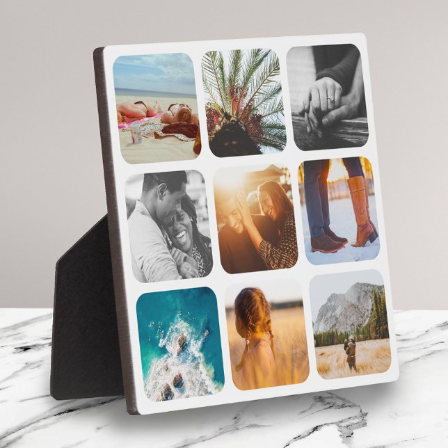 9 Photo Template Grid Rounded White Frame Plaque (Creator Uploaded)