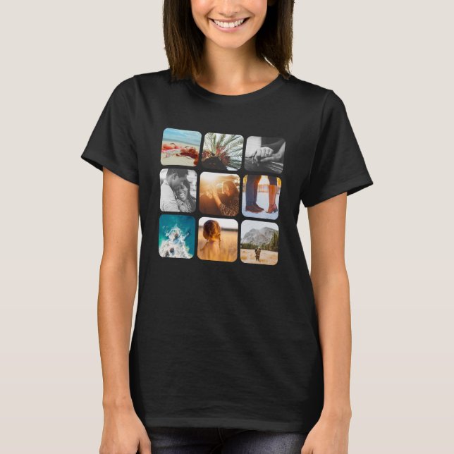 9 Photo Template Square Grid Rounded womans TShirt (Front)