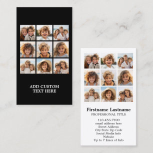 9 Photos - Minimal Grid on Black Background Business Card