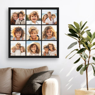9 Photos - Minimal Grid on Black Background Canvas Print