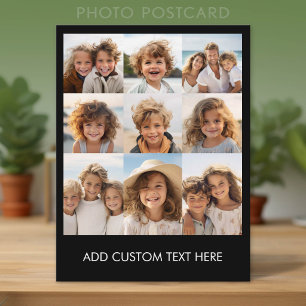 9 Photos - Minimal Grid on Black Background Postcard