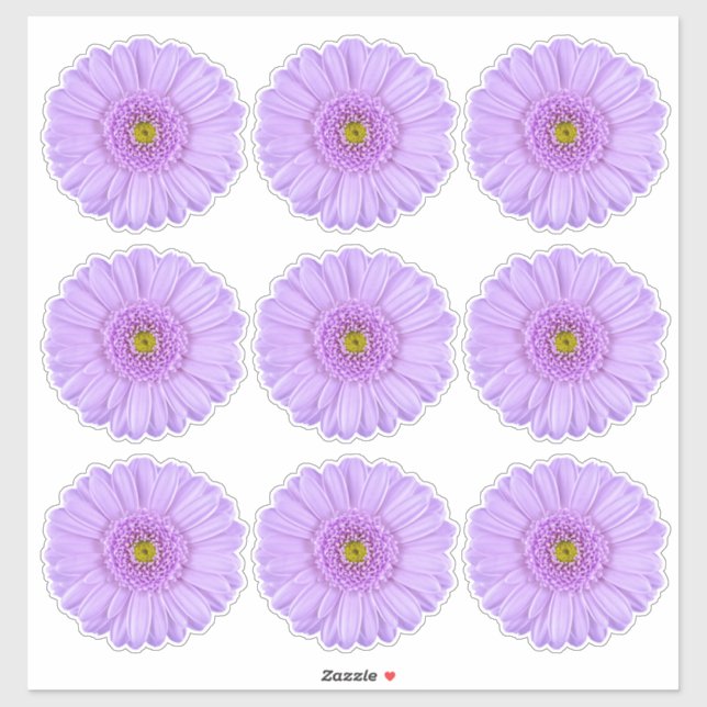 9 Purple Gerber Daisy Flower Kiss-Cut Stickers (Sheet)