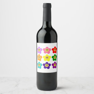 9 Rainbow Pride Colour Flowers LGBT Wine Label