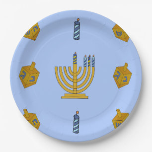 9” round Chanukah paper plate