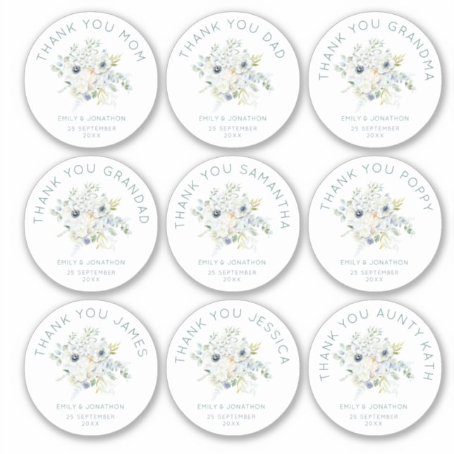 9 Small Individual Name Thank You Wedding Floral (Front)