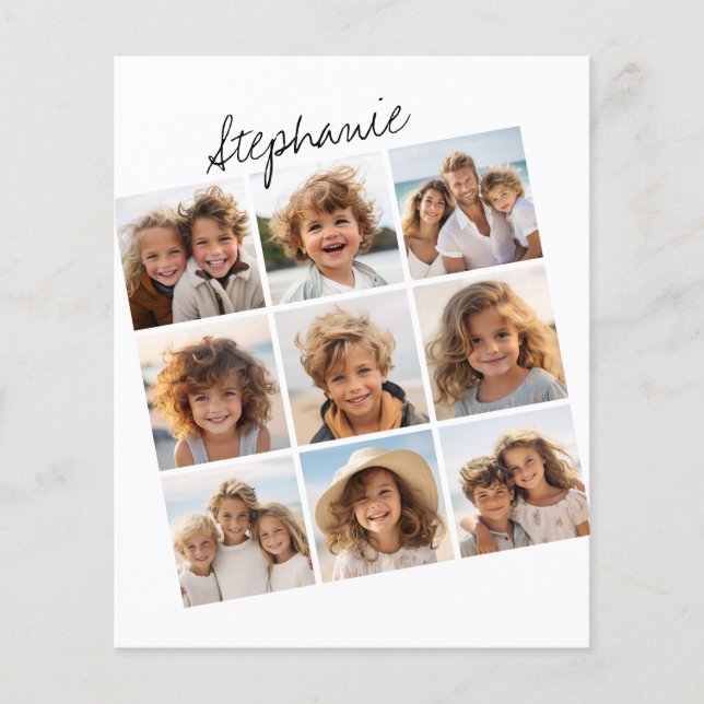 9 Square Photo Collage - Black and White (Front)