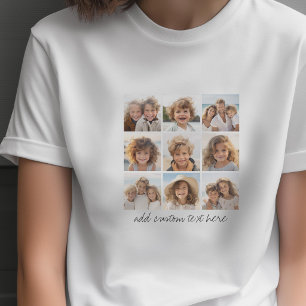 9 Square Photo Collage - Black and White T-Shirt