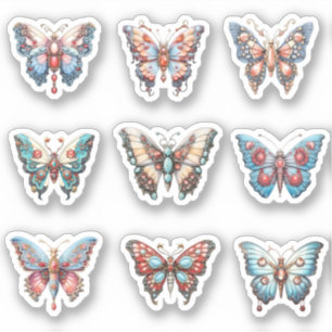 9 Sticker Rococo Butterfly Custom-Cut Vinyl