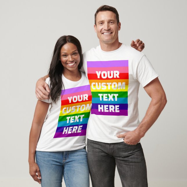 9-Stripe LGBTQ+ Pride Flag Rainbow add custom text T-Shirt (Unisex)