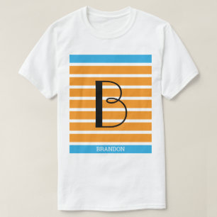 9 Stripes Orange Blue Monogram Personalized T-Shirt