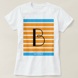 9 Stripes Orange Blue Personalized Monogram T-Shirt