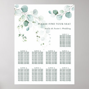 9 Table Elegant Green Foliage Seating Chart