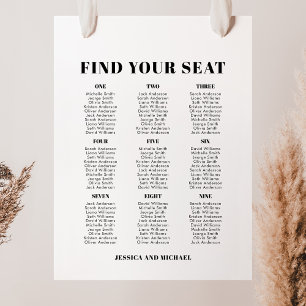 9 Table Large Wedding Guest Seating Chart