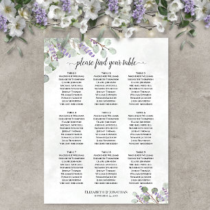 9 Table Lavender Eucalyptus Wedding Seating Chart