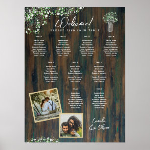 9 Table Rustic Wood Gypsophila PHOTO SEATING Foam  Poster