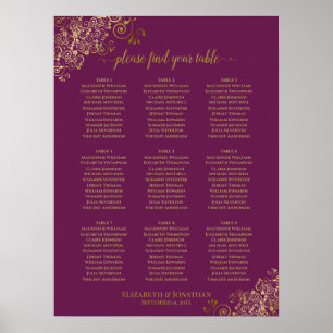 9 Tableau Mariage Cassis Cassis Purple & Gold