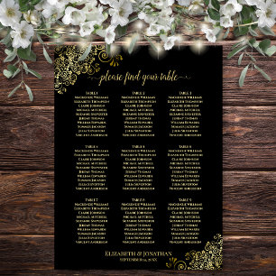 9 Tableau Mariage Tableau de sièges Noir avec plaq
