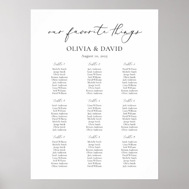 9 Tableaux Simple Nos Choses Préférées Tableau de  (Devant)