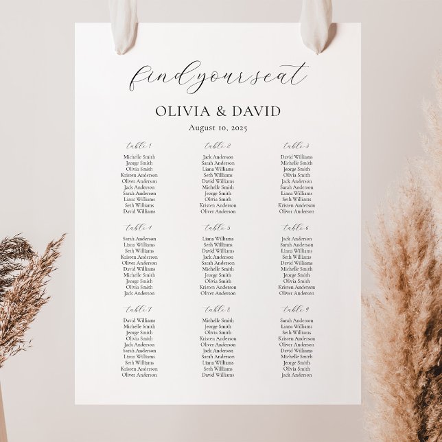 9 Tables Simple Our Favourite People Seating Chart (Creator Uploaded)
