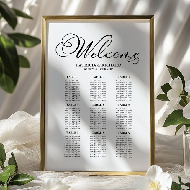 9 Tables Wedding Seating Chart Board Simple (Creator Uploaded)