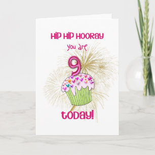 9 today cupcake birthday card