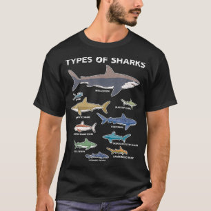 9 Types Of Sharks  Educational Colorful Ocean Tee 