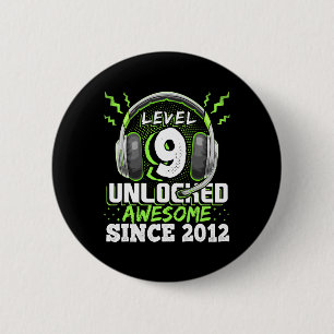9 Unlocked Awesome 2012 Video Game 9th Birthday Gi 2 Inch Round Button