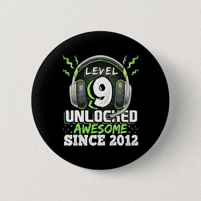 9 Unlocked Awesome 2012 Video Game 9th Birthday Gi 2 Inch Round Button (Front)
