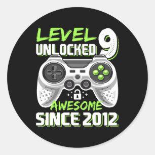 9 Unlocked Awesome 2012 Video Game 9th Birthday Gi Classic Round Sticker