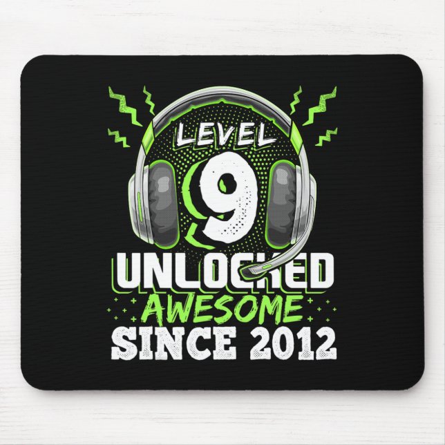 9 Unlocked Awesome 2012 Video Game 9th Birthday Gi Mouse Pad (Front)