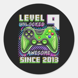 9 Unlocked Awesome 2013 Video Game 9th Birthday Bo Classic Round Sticker